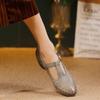 2025 Autumn Women's Genuine Leather Mary Jane T-Strap Shoes - Soft Sole, Retro French Style, Chunky Heel
