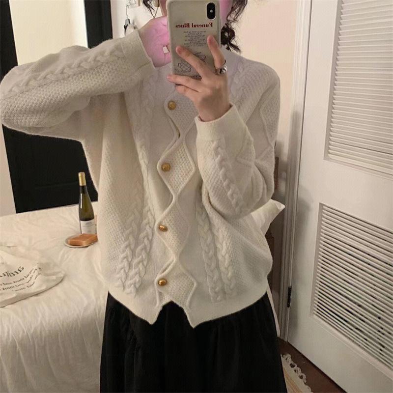 Осенне-зимний женский свитер, мягкий однотонный винтажный свитер, женская куртка, вязаный кардиган, шикарный топ Tide