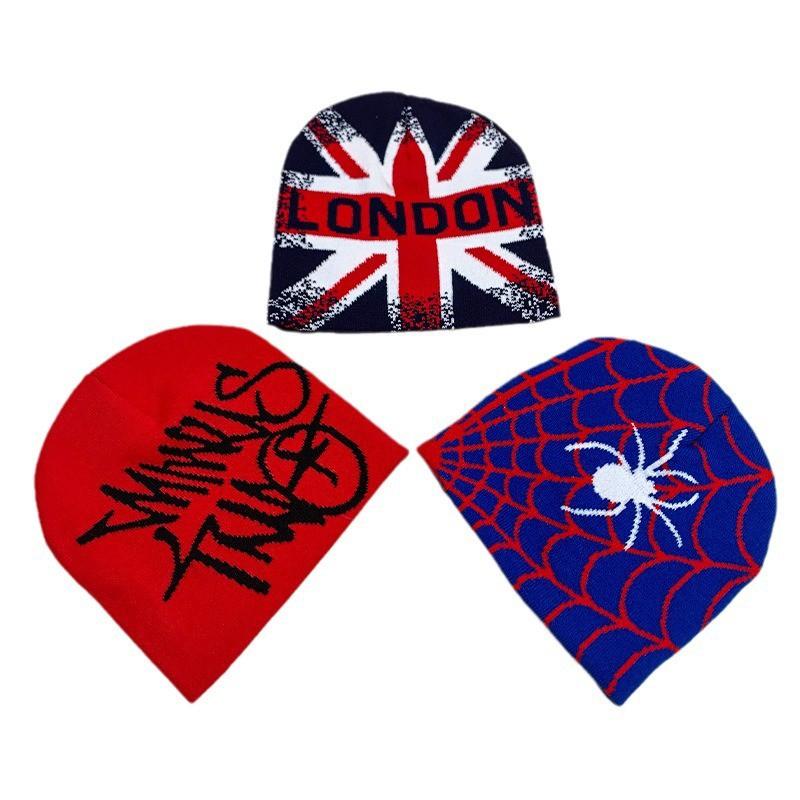 Skull Flame Spider Knit Beanie Men Women Winter Warm Hip Hop Hat