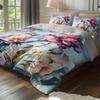Watercolor Floral Print Washable Microfiber Bedding Set Soft Comfortable Duvet Cover For Bedroom Guest Room