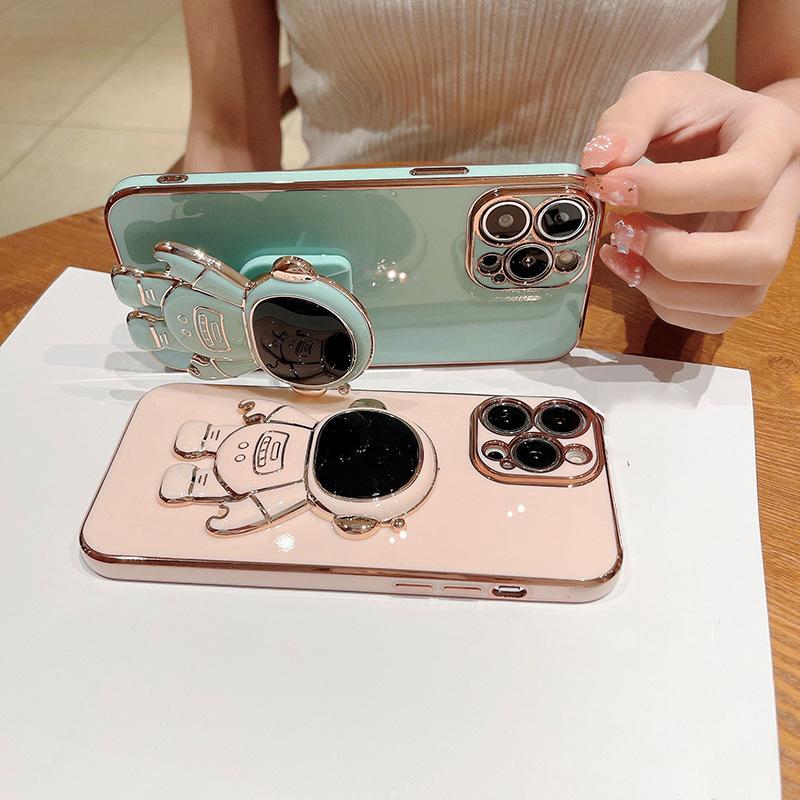 Кронштейн астронавта, мягкий чехол с квадратным краем и покрытием для телефона, роскошный чехол из ТПУ с покрытием для телефона Samsung