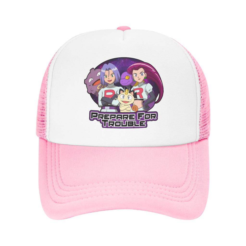 Team Rocket Pokemon Prepare for Trouble Trucker Hat HipHop Mesh Baseball Cap Anime Hat Trucker Hat Breathable Racing Cap Spring