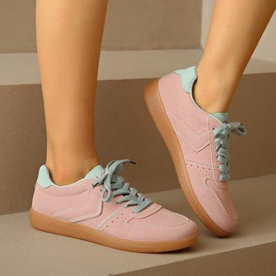 Модная женская обувь 2025 Женские вулканизированные туфли на шнуровке Уличные плоские кроссовки больших размеров Универсальная женская повседневная обувь