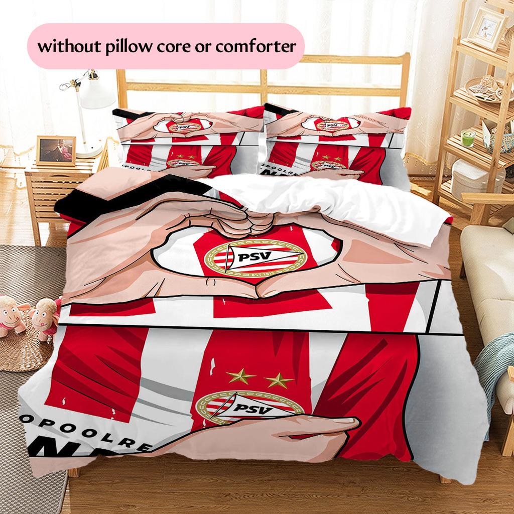 PSV Eindhoven Pattern Bedding Home Decoration Birthday Gift ( 1 duvet cover + 2 pillowcase, without core),fan merchandise.