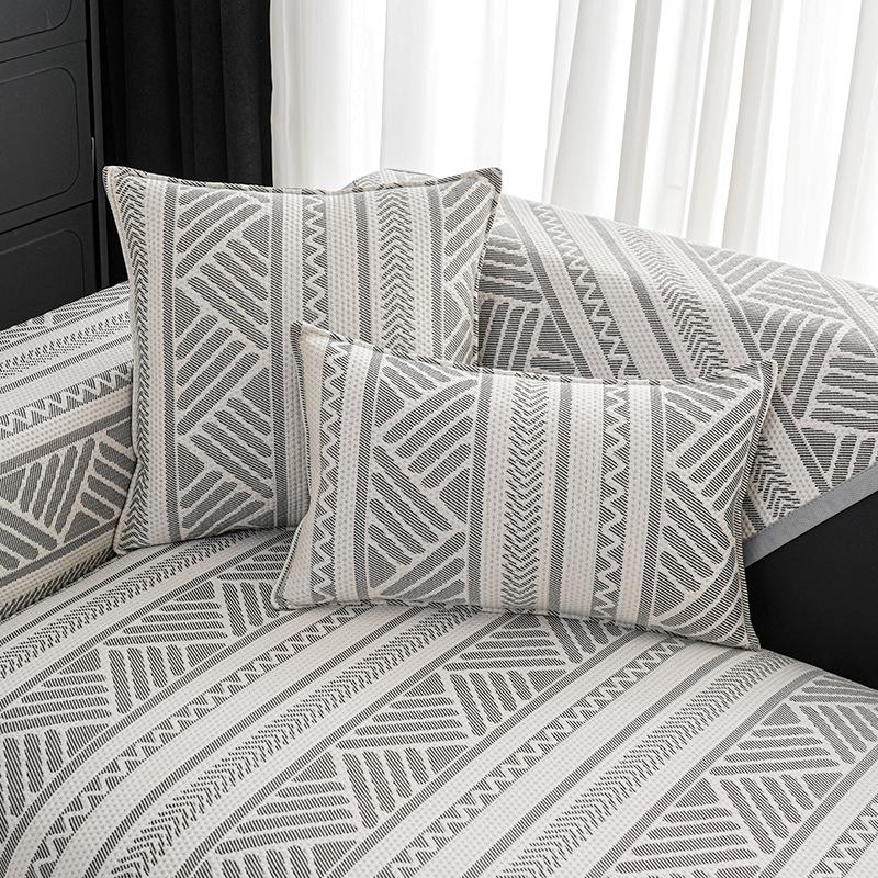 Sofa  New Leather Sofa Backrest Cloth Towel One Piece Combination Sofa Seat Cushion Popular Straight Row Light Luxury