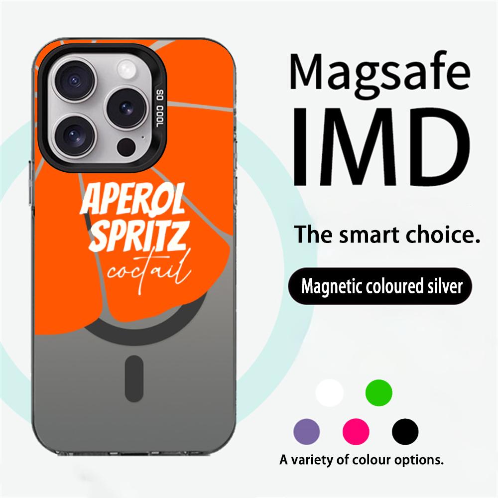 Aperol spritz cool drink pattern Phone Case Magnetic IMD Colorful Silver case for iPhone 16 15 14 13 12 11 Pro Max
