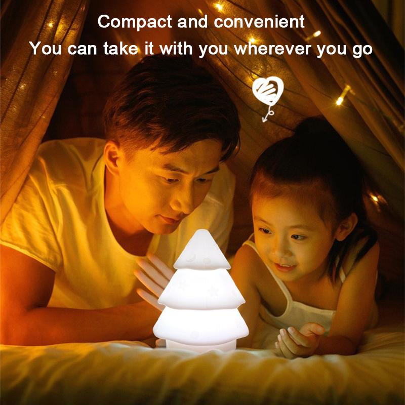 Christmas Tree Silicone Night Light Bedroom USB Atmosphere Night Lamp Living Room Desktop Decoration Creative Cartoon Table Lamp