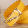 Men's Earth Green Leather Belt Yellow Cowhide Red Automatic Buckle Belt Blue White Orange Color Pant Belt