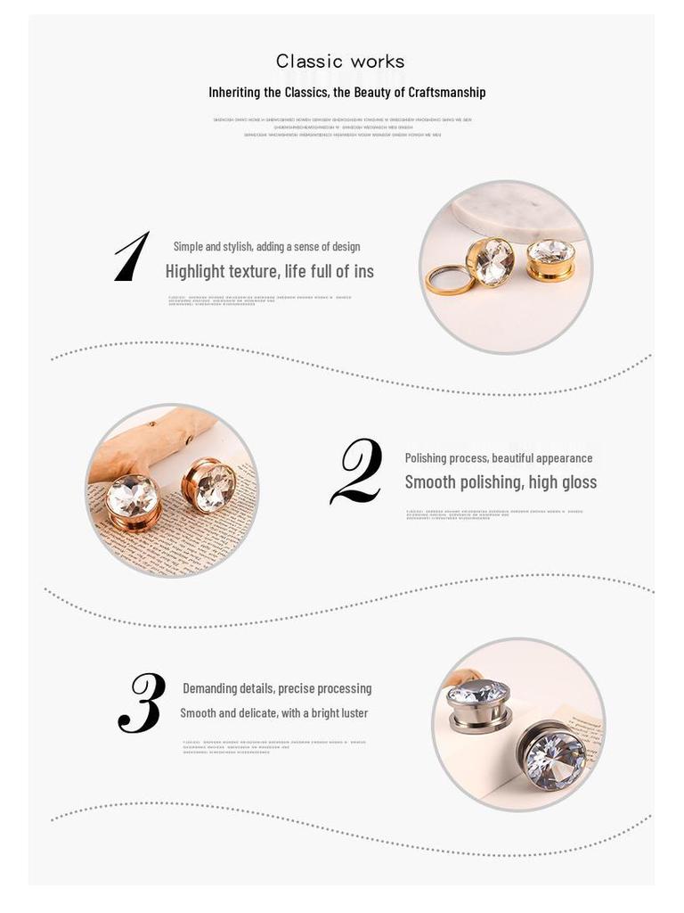 Расширитель для уха из нержавеющей стали в форме буквы I для катания на роликах с бриллиантовыми акцентами - Панк-стиль, украшение для пирсинга тела