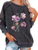 Ladies Spring/Fall Sweatshirt Women's Oversized Pullover Sweatshirt Fashion Flower Print Top