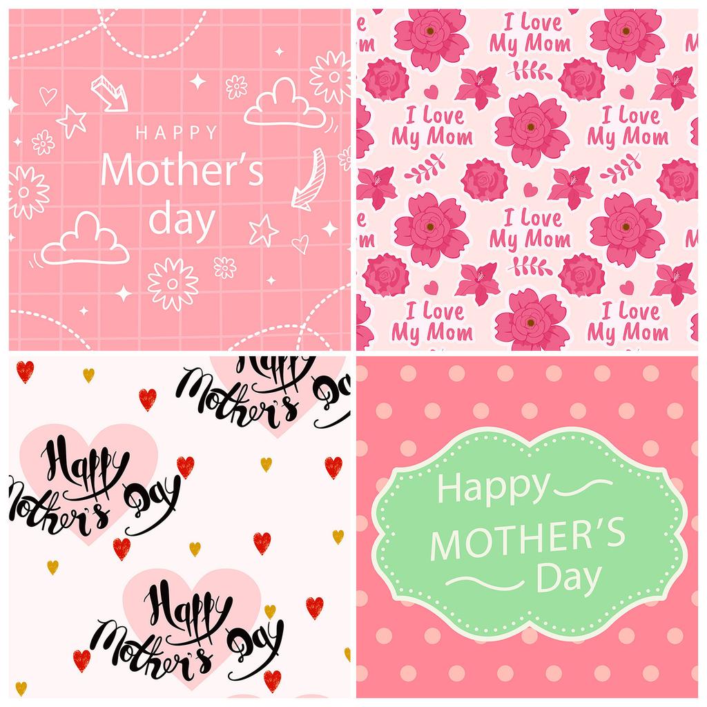 12 Sheets/Pack Mother'S Day Material Paper-Cut Scrapbook Card Pink Background