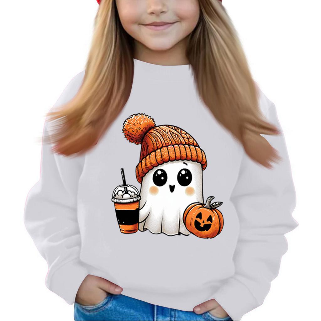 Halloween Day Girls Round Neck Pullovers For Kids Printed Baby Tops