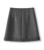 2026 Winter Women's Gray A-Line Skirt: High-Waisted, Slimming, Lace-Pleated Short Skirt for Petites