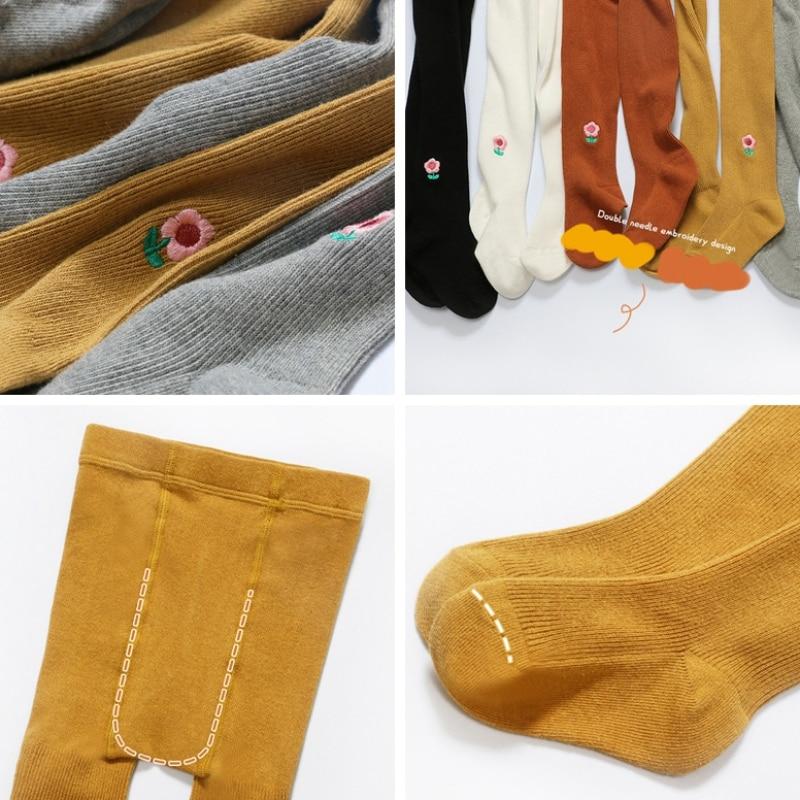 Детские леггинсы с двойной иглой и нулевой нитью ярких цветов и цветочной вышивкой