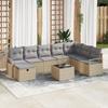 VidaXL 9-piece Modular Garden Sofas with Beige and Light Grey Cushions In Poly Rattan | Outdoor Furniture 3359239