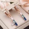 Модные серьги-подвески из розового золота с градацией цвета в форме прямоугольника и кубическим цирконием для женщин, простые ювелирные изделия в подарок