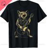 Cat Playing Guitar Rock Star Rock and Roll for Men Women  T-Shirt Print Original Design Gifts T Shirts Camiseta Hombre