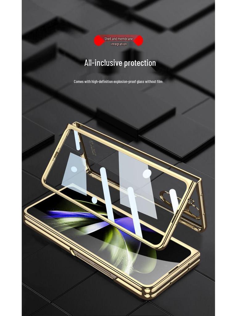 Ультратонкий гальванизированный чехол Samsung Z Fold5 с защитой экрана - Противоударный, Креативный, Складной дизайн