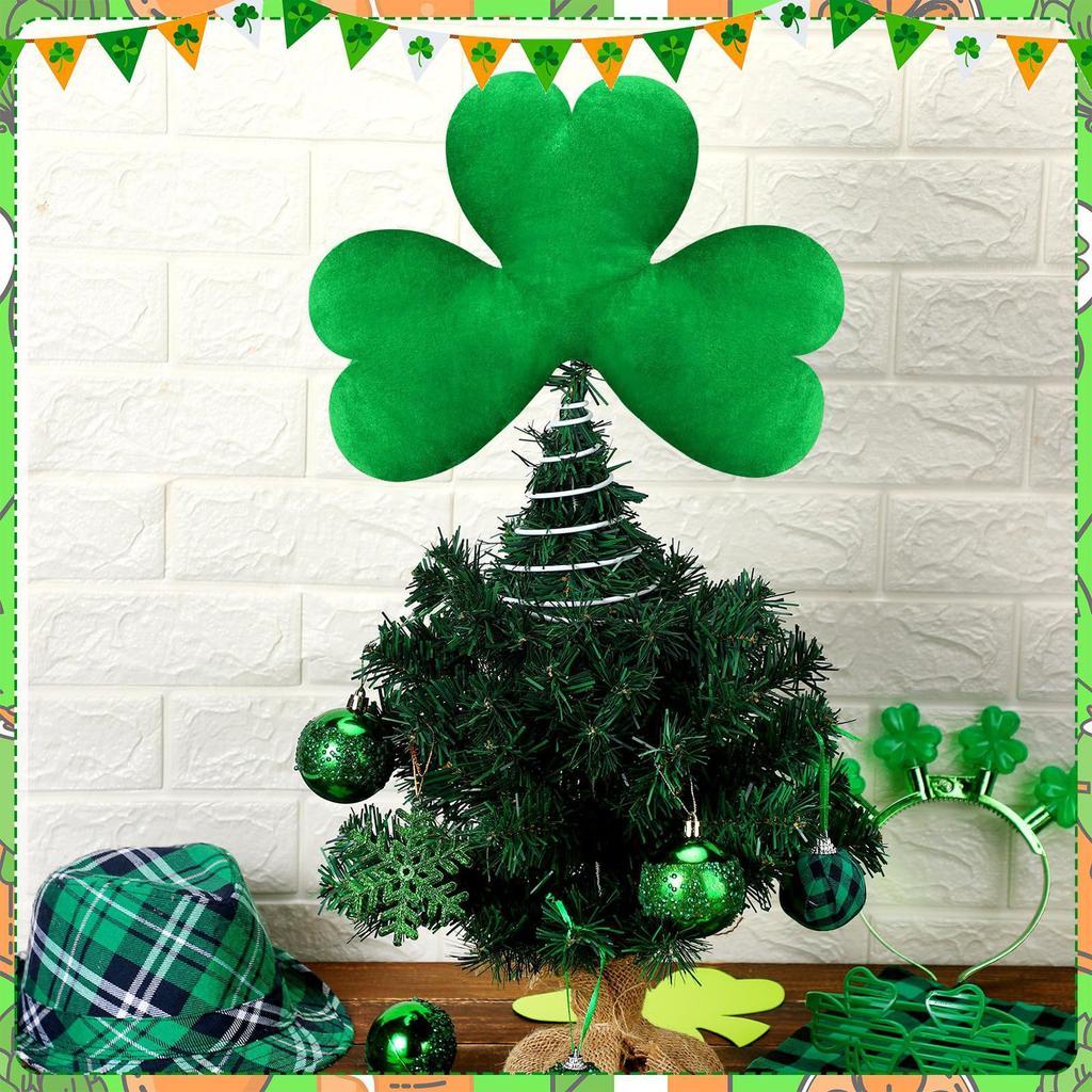 St. Patrick's Day Tree Top Decoration Green Plush Metal Decoration Tree Top Festival Decoration