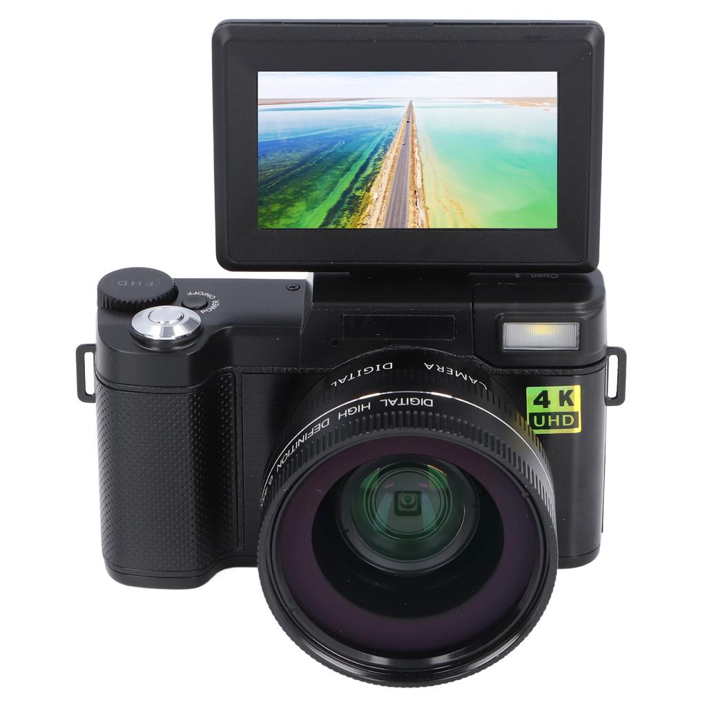 4K Digital Camera Face Detection Autofocus Anti Shake 48MP Vlogging Camera with 32G Card 3in 180 Degree Flip Screen