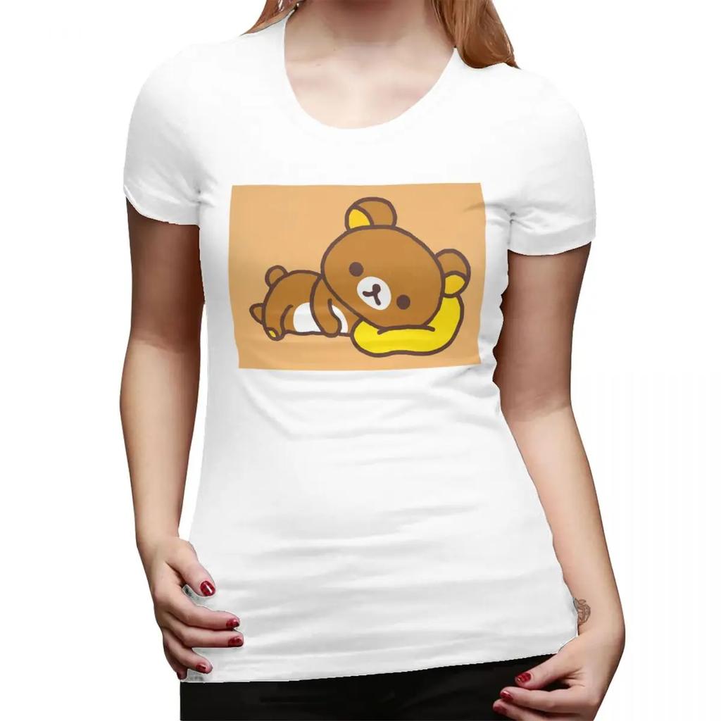 Rilakkuma TShirt for Women Round Neck Streetwear T Shirts Womens Short Sleeve Summer Clothes Tops