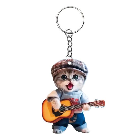 1/2 шт. гитара кошка акриловое подвесное украшение 2D плоский мультяшный пес рюкзак сумочка подвесное украшение брелок кулон