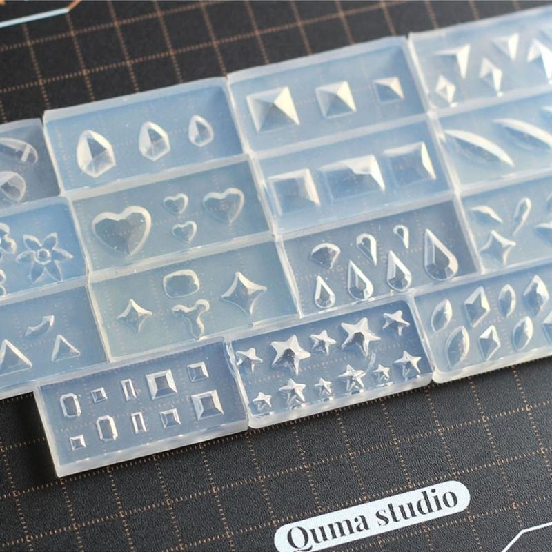 15 шт., силиконовые формы с граненым драгоценным камнем в форме сердца, форма для резьбы по дизайну ногтей, подходящая для инструментов для украшения ногтей, инструменты