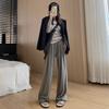 145см Темно-серые Маленький XS Широкие Драпирующиеся Длинные Брюки для Женщин - Повседневный Весенне-Осенний Стиль