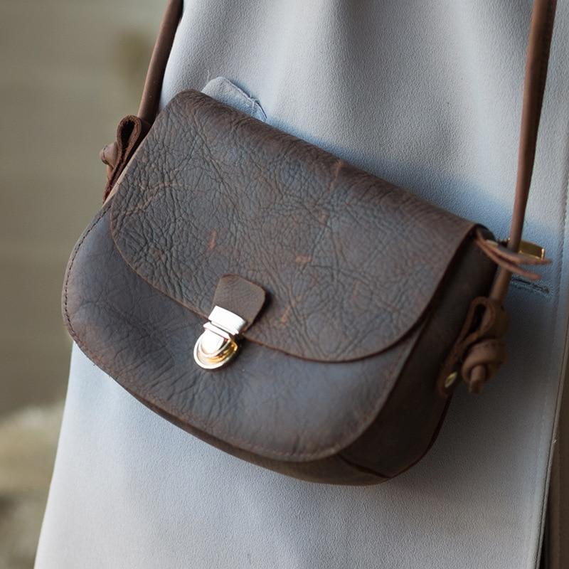 Johnature Женская маленькая сумка из натуральной кожи Crazy Horse ручной работы в стиле ретро, простые сумки через плечо из натуральной мягкой воловьей кожи