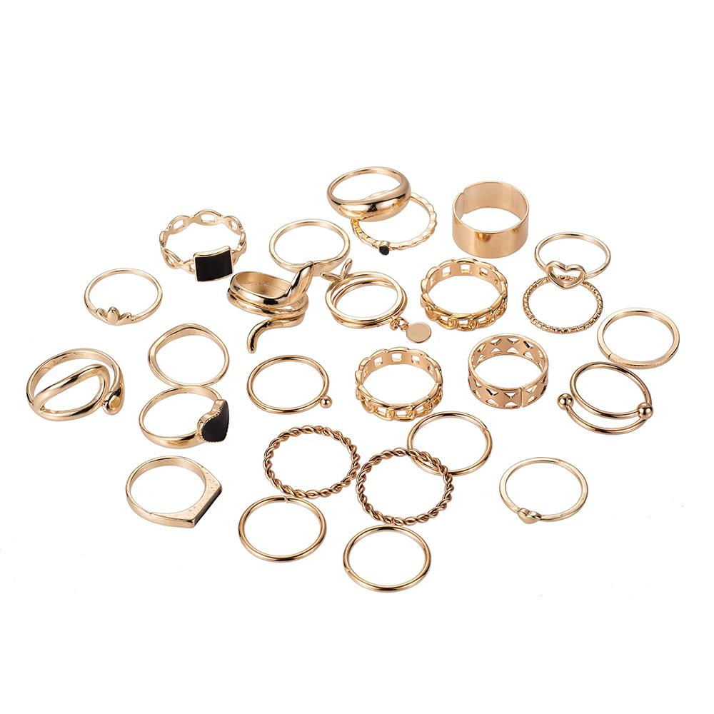 Подарки квадратная змея бабочка лист вечеринки - цинковый сплав золото дамы ретро дизайн 27 колец набор - Богемный стиль