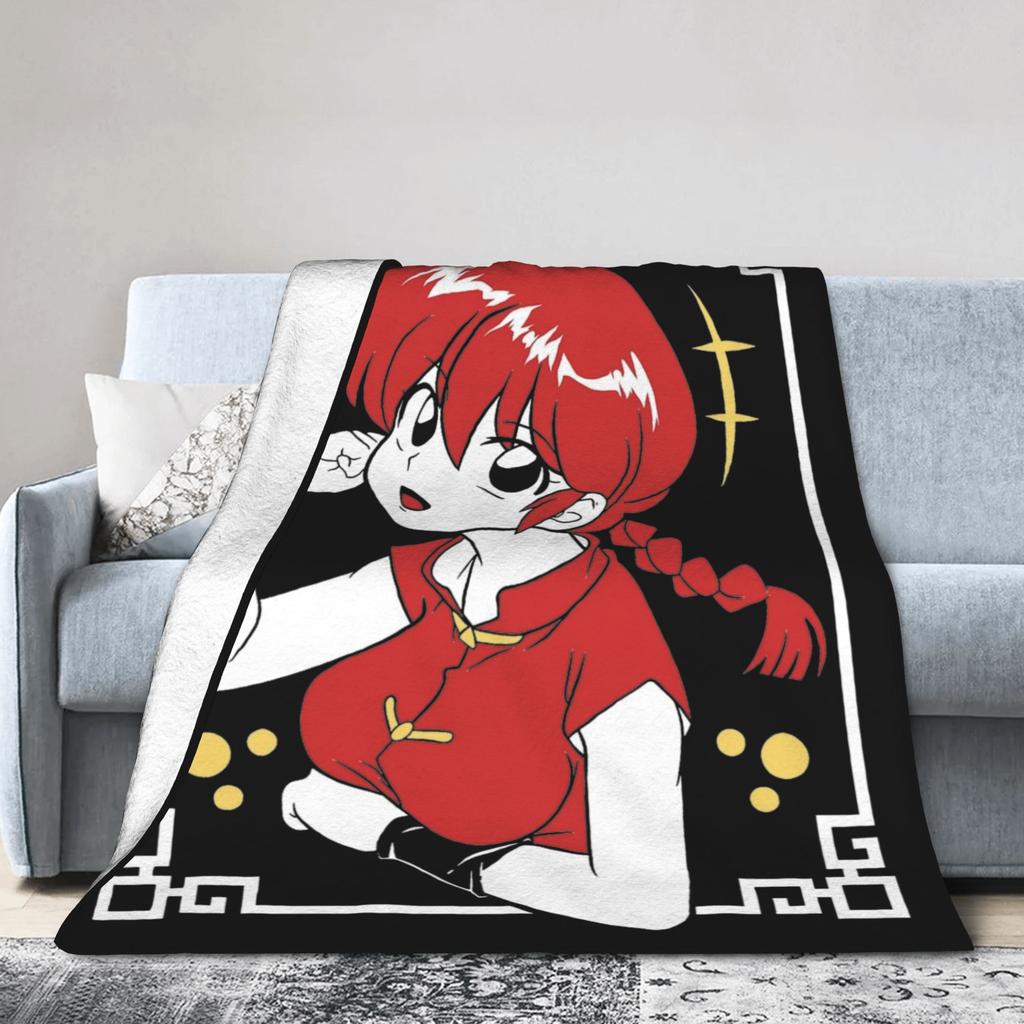 Пледы Ranma 1/2 с принтом из аниме, флисовые, дышащие, легкие, для кровати, для улицы, одеяло