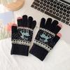 Женские зимние теплые перчатки для сенсорных экранов - толстый бархатный трикотаж с милым рисунком лося для езды на велосипеде на открытом воздухе