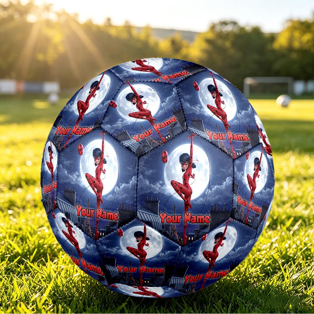 Custom Name Text Size 5 Football,Miraculous Ladybug Standard Training Soccer Ball