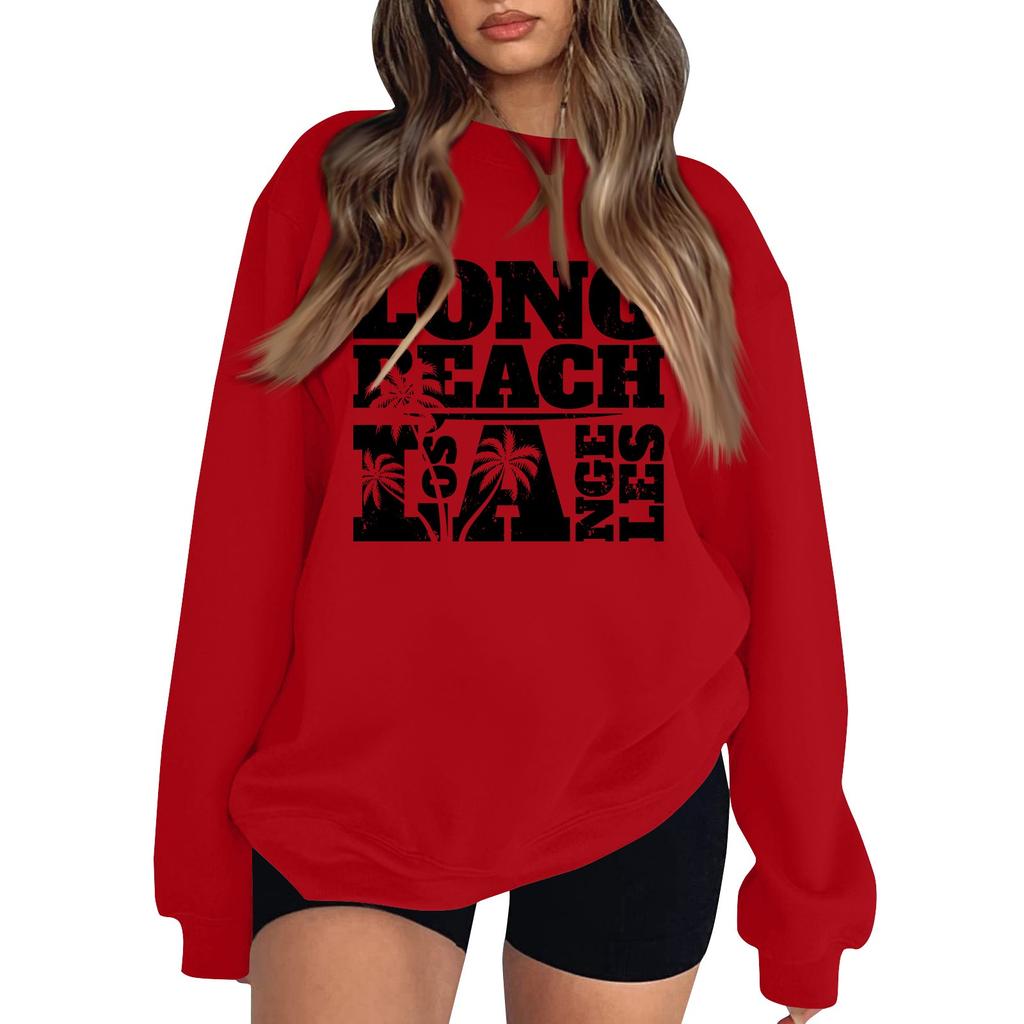 Женская повседневная модная блузка с длинным рукавом и круглым вырезом с принтом и пуловером