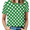 Women Vintage 3D Dot Print O-Neck Short Sleeve T-Shirts Female Retro Fashion Wave Point Street Tshirt Lady Casual Y2k Tops Tees