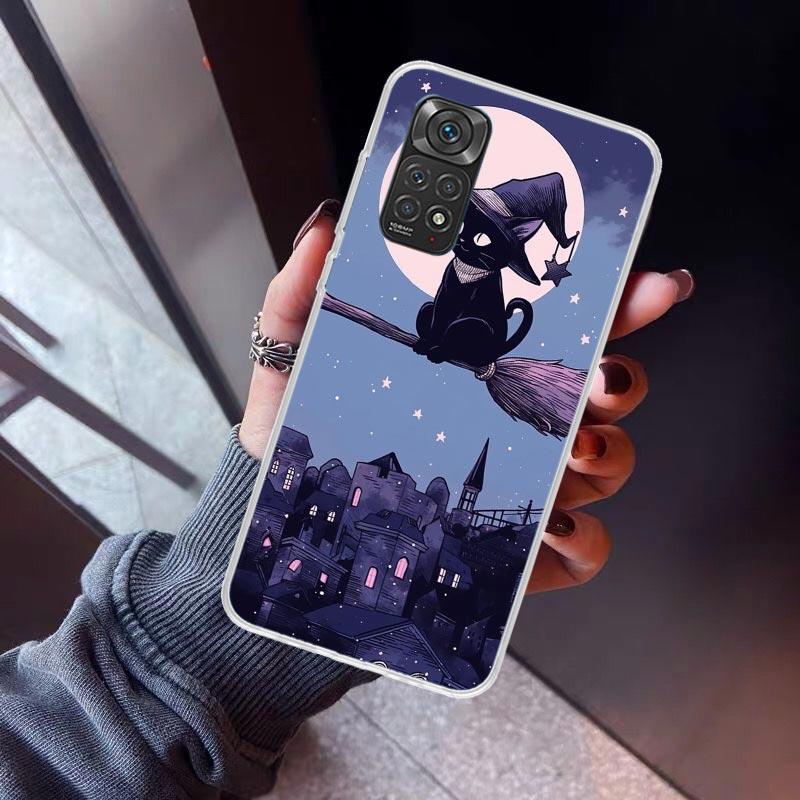 Милый черный кот Мяу Аниме Чехол для телефона Для Xiaomi Redmi Note 10 11 12 13 14 15 Pro Plus 11S 12S 14S 11T 11E 10S Мягкий ТПУ Задняя крышка