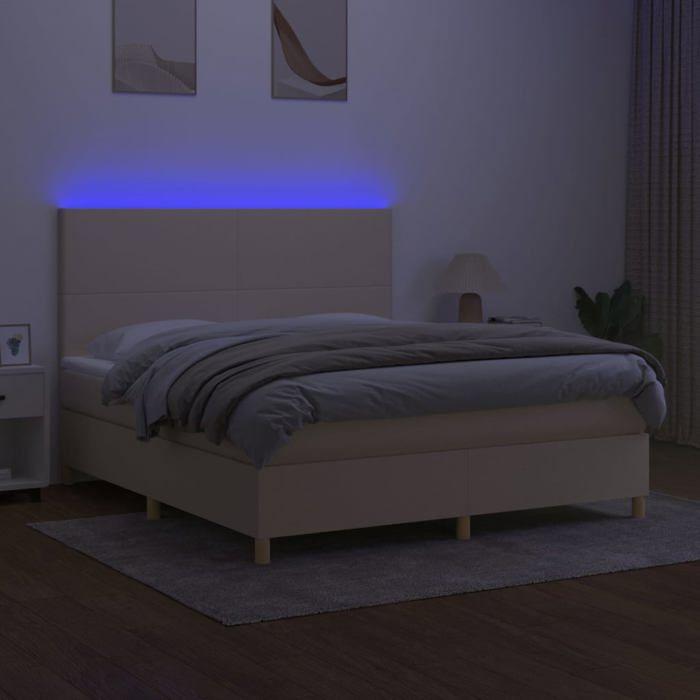 Maison Exclusive - Sommier à lattes de lit et matelas et LED Crème 180x200cm Tissu