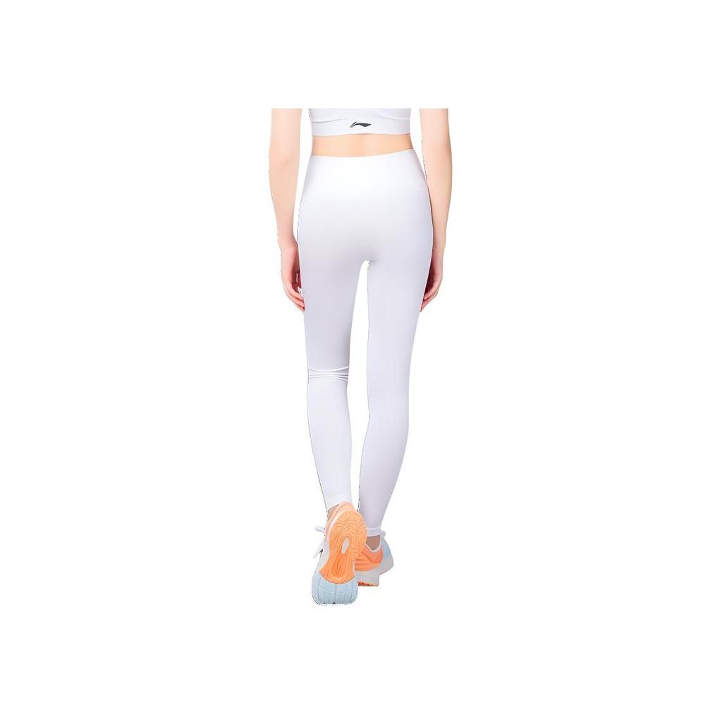 Li Ning однотонные леггинсы с высокой талией, утягивающие живот, подтягивающие ягодицы, для йоги, повседневные высокоэластичные женские леггинсы, белые YULT040-1