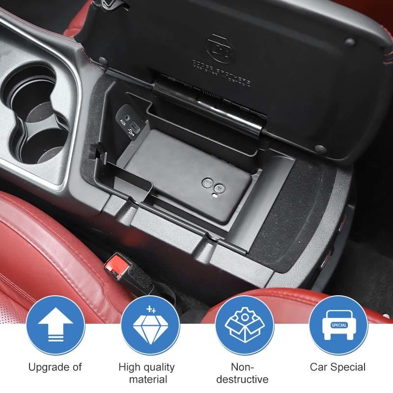Органайзер для хранения в подлокотнике, контейнер из АБС-пластика для Dodge Challenger 2015 и новее, аксессуары для хранения и наведения порядка