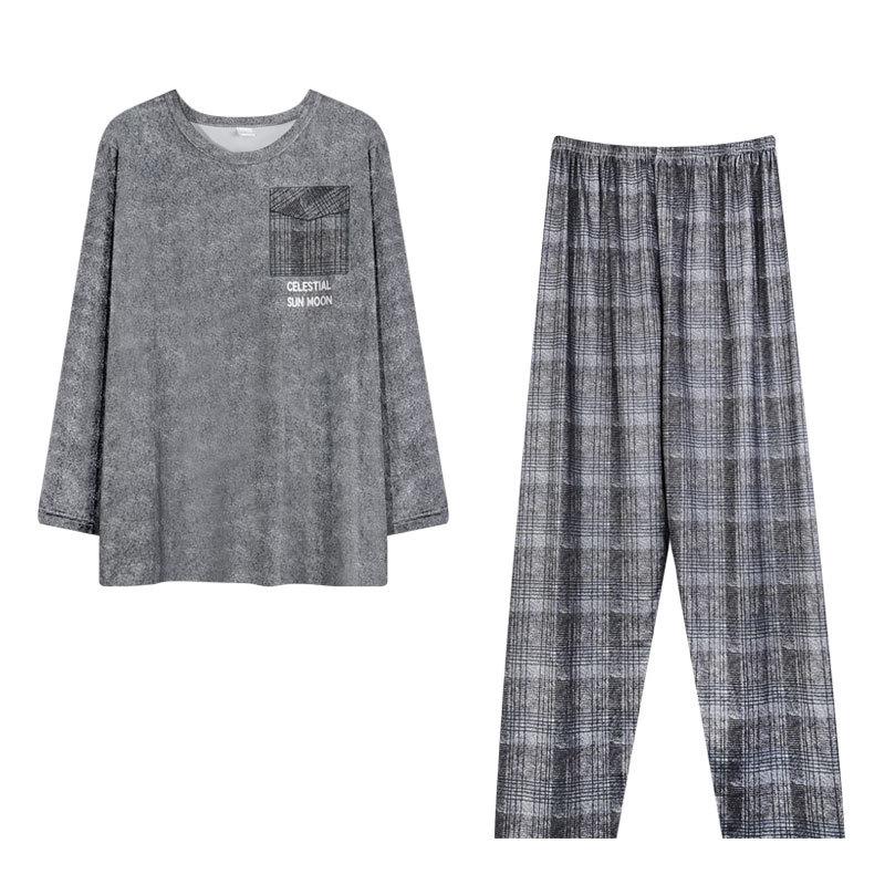 High-Quality Men's Korean-Style Loose Long-Sleeve Pajamas for Spring/Autumn – Casual, Versatile Homewear Set