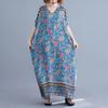 2024 Plus Size Dress Women Summer V-Neck Sundress Bohemian Floral Print Loose Big Oversize Maxi Dress 8653