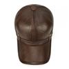 Мужские бейсболки из натуральной кожи, кепки Snapback из коровьей кожи, сохраняющие тепло, регулируемый размер