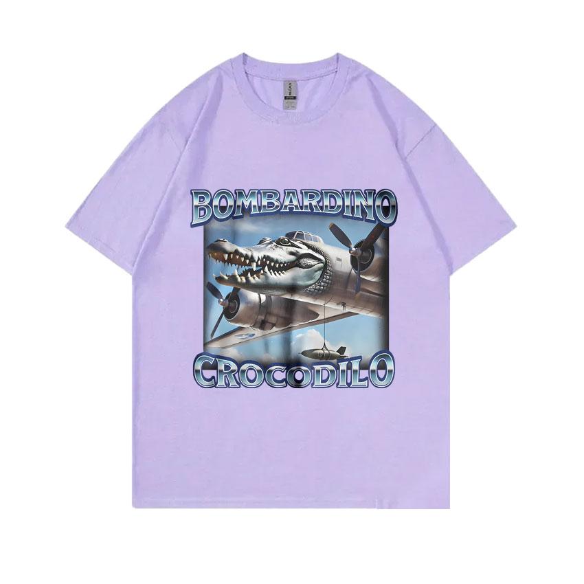 Bombardiro Crocodilo Funny Crocodile Plane Bomber Meme T-shirts Men Women Gothic Vintage T Shirts Casual Humor Oversized T Shirt