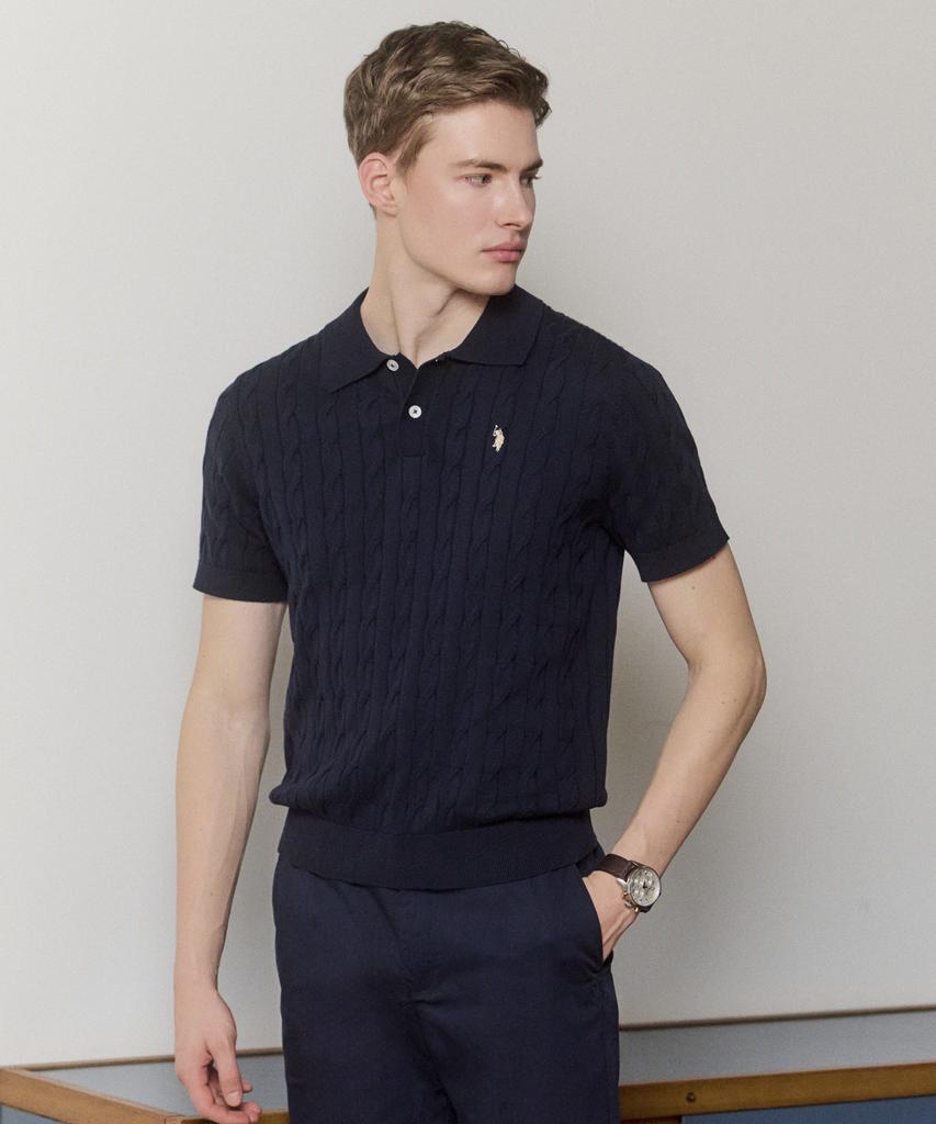 USPOLOASSN Cotton Short Sleeve Collared Knit_Navy