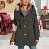 Fleece Jackets for Women Oversized Button Down Fuzzy Hooded Coat Casual Long Sherpa Outerwear with Pockets