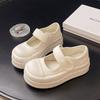 French Mary Jane Leather Women's Shoes 2025 Summer New Velcro Ugly Cute Retro Big Head Platform Spring and Summer Single Shoes