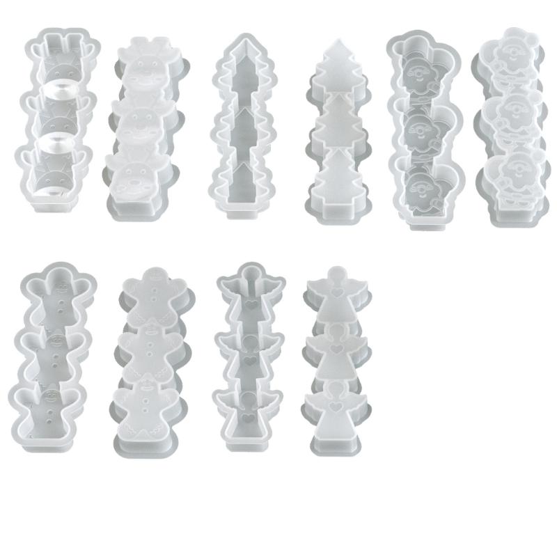 Holiday Silicone Baking Mold Santa Reindeer Angel Gingerbreads Man Candle Chocolate Maker With Nonstick Front