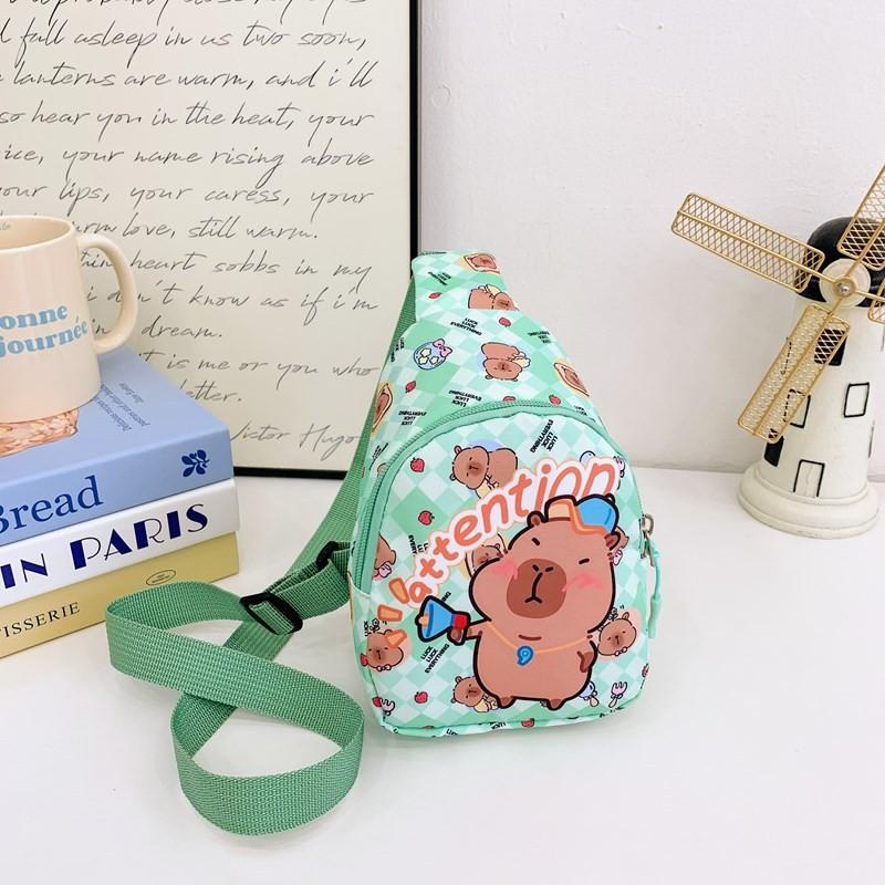 Cartoon Cute Capybara Printed Children Shoulder Bag Chest Pack For Outdoor Use