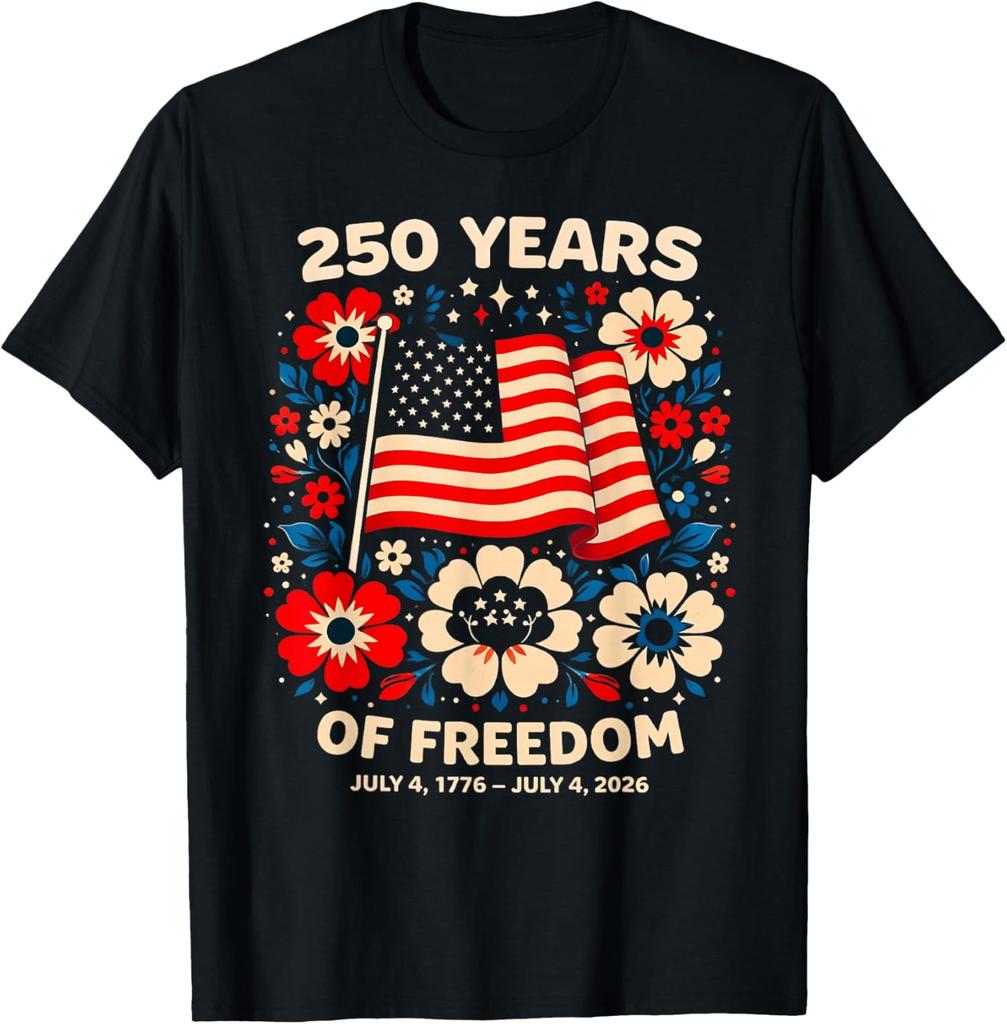 250 Year Anniversary USA 4th of July America Floral Unisex T-Shirt