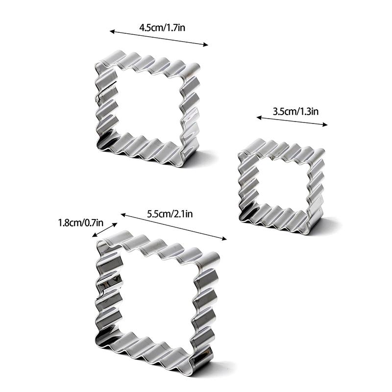 3Pcs Mini Cookie Cutter Set Stainless Steel Sugar Biscuit Veggie Cutters DIY Cookie Mold Outdoor Tableware